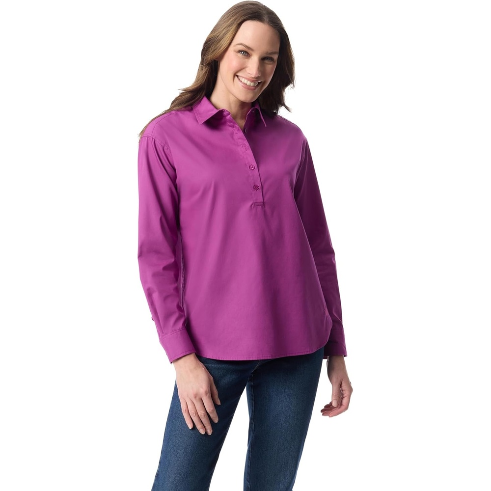 image:imageGloria Vanderbilt Womens Amanda HighLow Long Sleeve Pullover Shirt StandardJuneberry