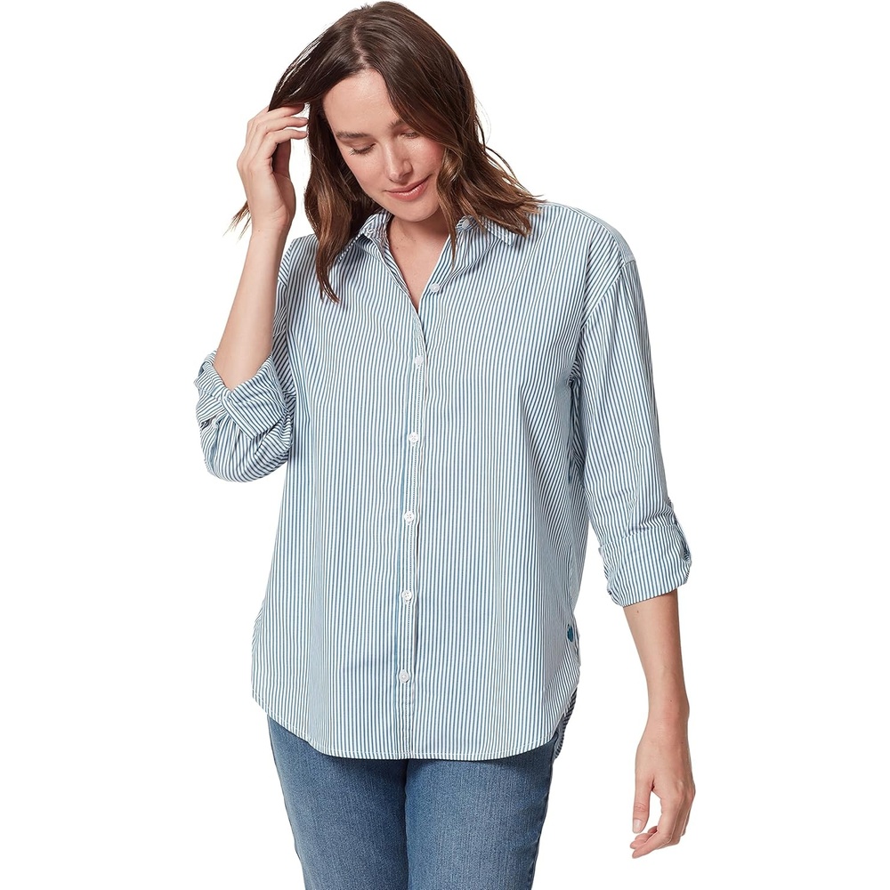 image:imageGloria Vanderbilt Womens Amanda Oversized Button Down Shirt with Rolltab SleevesCaspian Stripe