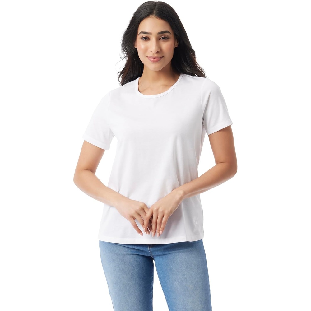 image:imageGloria Vanderbilt Womens Amanda Short Sleeve Knit Tee Shirt with Wide Crew Neck StandardVintage White