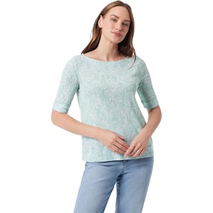image:imageGloria Vanderbilt Womens Alanis Boat Neck Knit Tee Shirt with Elbow Sleeves StandardAquifer Paisley Arabesque