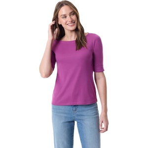 image:imageGloria Vanderbilt Womens Alanis Boat Neck Knit Tee Shirt with Elbow Sleeves StandardJuneberry