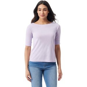 image:imageGloria Vanderbilt Womens Alanis Boat Neck Knit Tee Shirt with Elbow Sleeves StandardLilac Dream