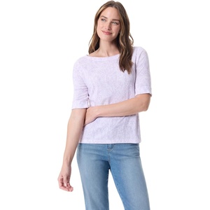 image:imageGloria Vanderbilt Womens Alanis Boat Neck Knit Tee Shirt with Elbow Sleeves StandardSoft Peony Paisley Arabesque