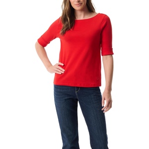 image:imageGloria Vanderbilt Womens Alanis Boat Neck Knit Tee Shirt with Elbow Sleeves StandardStrawberry Kiss