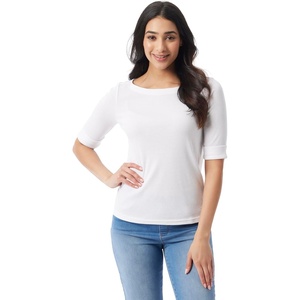 image:imageGloria Vanderbilt Womens Alanis Boat Neck Knit Tee Shirt with Elbow Sleeves StandardVintage White