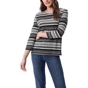 image:imageGloria Vanderbilt Womens Amanda 34 Sleeve Soft Knit Top StandardBlack Fortune Stripe