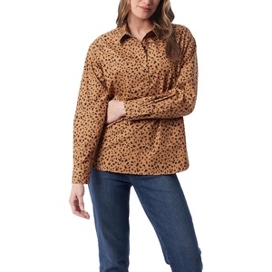 image:imageGloria Vanderbilt Womens Amanda HighLow Long Sleeve Pullover Shirt StandardLt Maple Syrup  Lively Cheetah