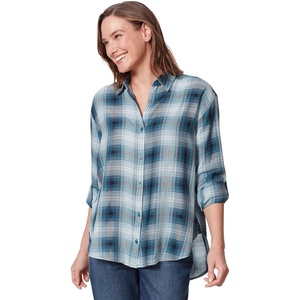 image:imageGloria Vanderbilt Womens Amanda Oversized Button Down Shirt with Rolltab SleevesCaspian Camp Plaid