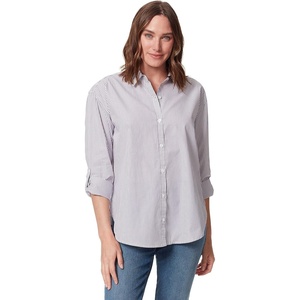 image:imageGloria Vanderbilt Womens Amanda Oversized Button Down Shirt with Rolltab SleevesDusty Iris Stripe