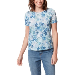 image:imageGloria Vanderbilt Womens Amanda Short Sleeve Knit Tee Shirt with Wide Crew Neck StandardBlue Breeze Floral Empire