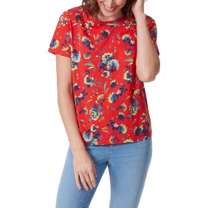 image:imageGloria Vanderbilt Womens Amanda Short Sleeve Knit Tee Shirt with Wide Crew Neck StandardRed Spark Summer Garden