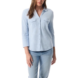 image:imageGloria Vanderbilt Womens Ashten 34 Sleeve Button Down Shirt with Curved Hem StandardMorning Dew
