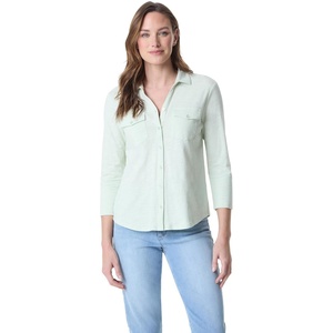 image:imageGloria Vanderbilt Womens Ashten 34 Sleeve Button Down Shirt with Curved Hem StandardWarm Mint