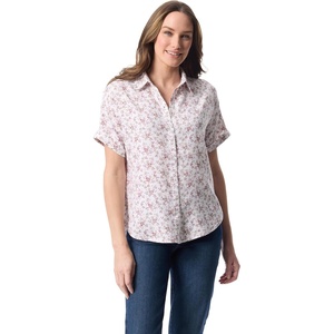 image:imageGloria Vanderbilt Womens Daisy Short Sleeve HighLow Button Down Shirt StandardMulti White  Bitsy Blossoms
