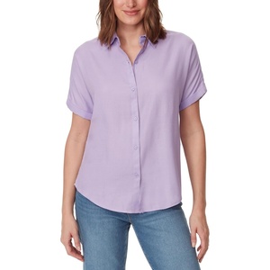 image:imageGloria Vanderbilt Womens Daisy Short Sleeve HighLow Button Down Shirt StandardSweet Violet