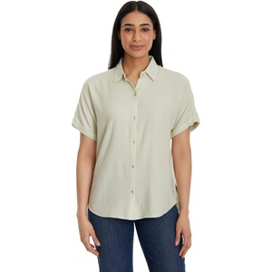 image:imageGloria Vanderbilt Womens Daisy Short Sleeve HighLow Button Down Shirt StandardWarm Mint