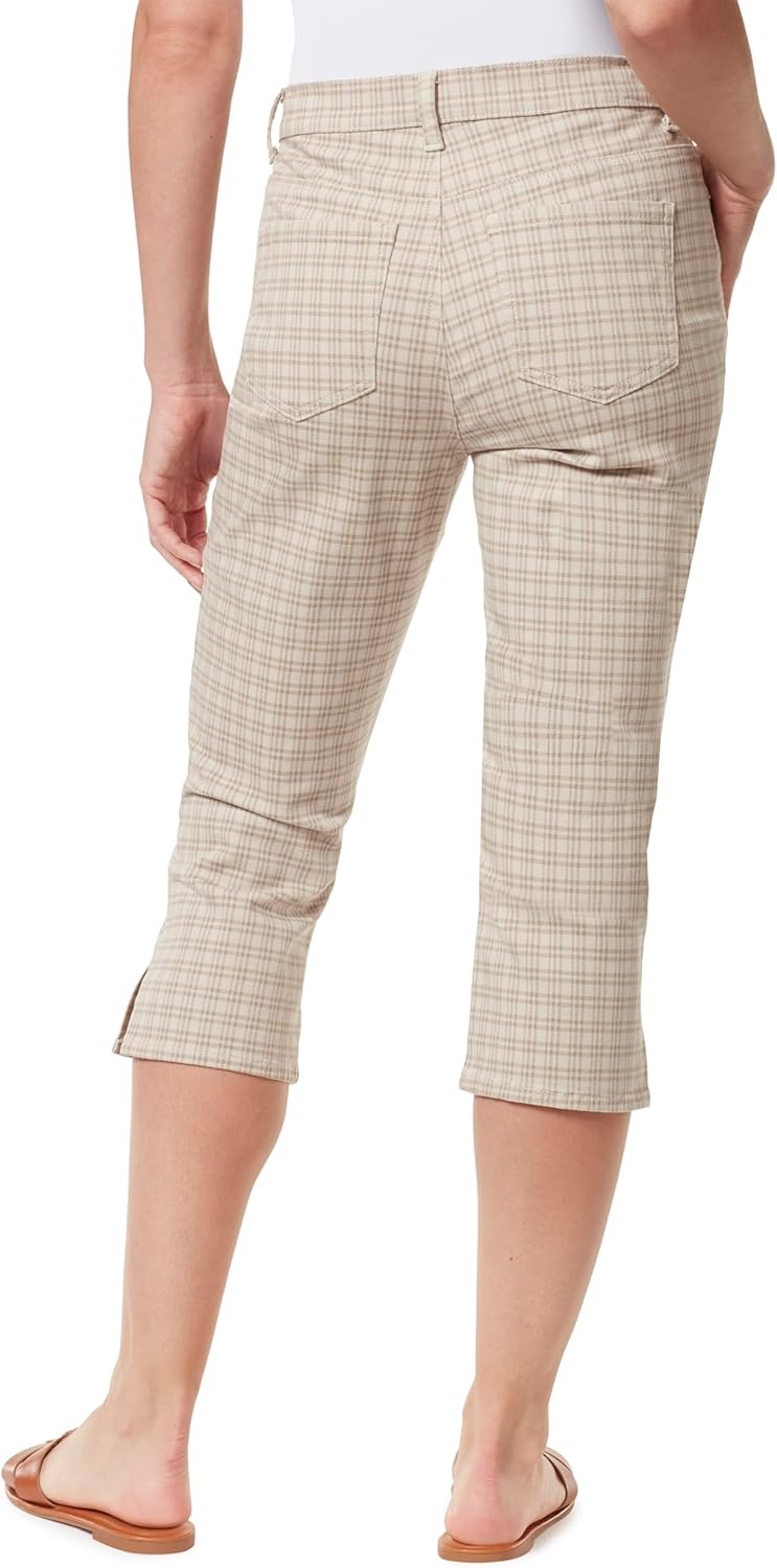 image:imageGloria Vanderbilt Womens Amanda Capri with High Rise Tapered StandardStonewoodrefined Plaid