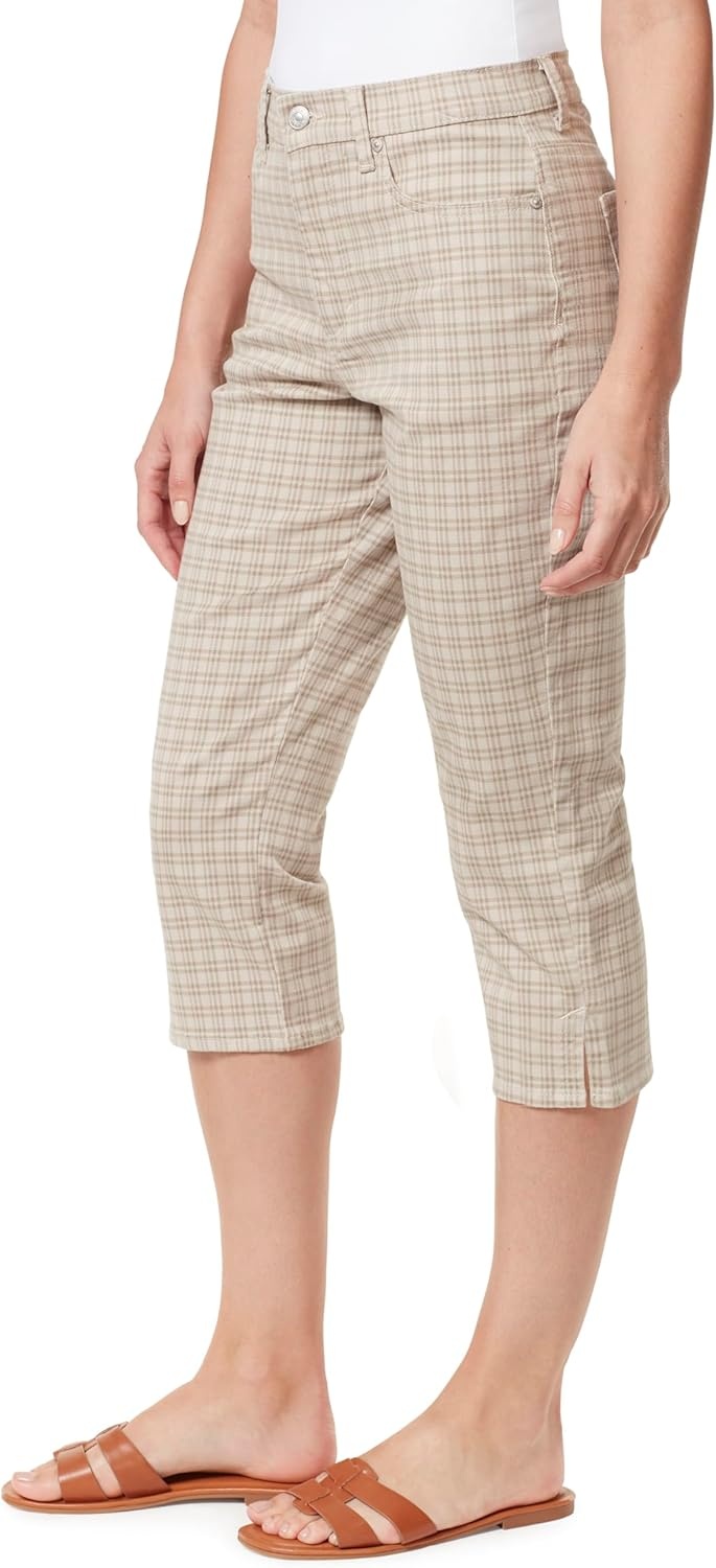 image:imageGloria Vanderbilt Womens Amanda Capri with High Rise Tapered StandardStonewoodrefined Plaid