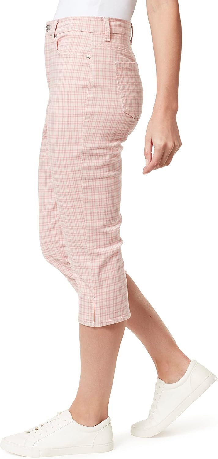 image:imageGloria Vanderbilt Womens Amanda Pull on CapriRosy Pinkrefined Plaidds