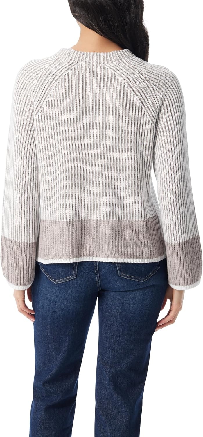 image:imageGloria Vanderbilt Womens Bree Long Sleeve Pullover Sweater StandardVintage White Combo