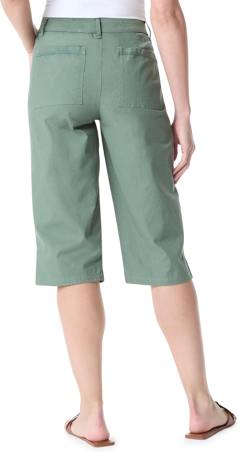 image:imageGloria Vanderbilt Womens High Rise Ribbed Waist Cargo Skimmer Short StandardBasil Bliss