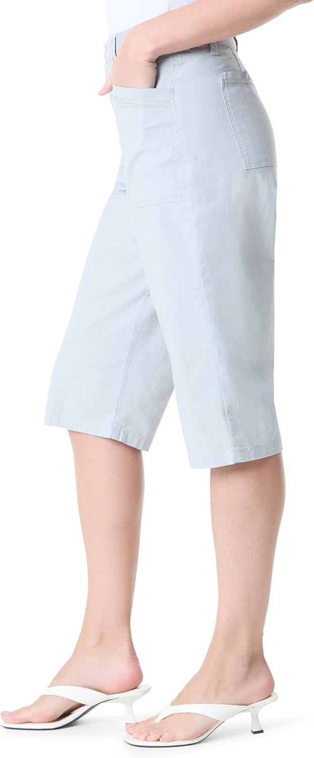 image:imageGloria Vanderbilt Womens High Rise Ribbed Waist Cargo Skimmer Short StandardSilver Mist