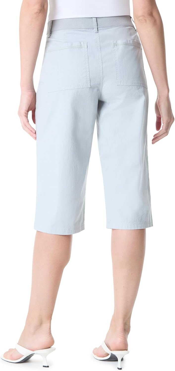 image:imageGloria Vanderbilt Womens High Rise Ribbed Waist Cargo Skimmer Short StandardSilver Mist