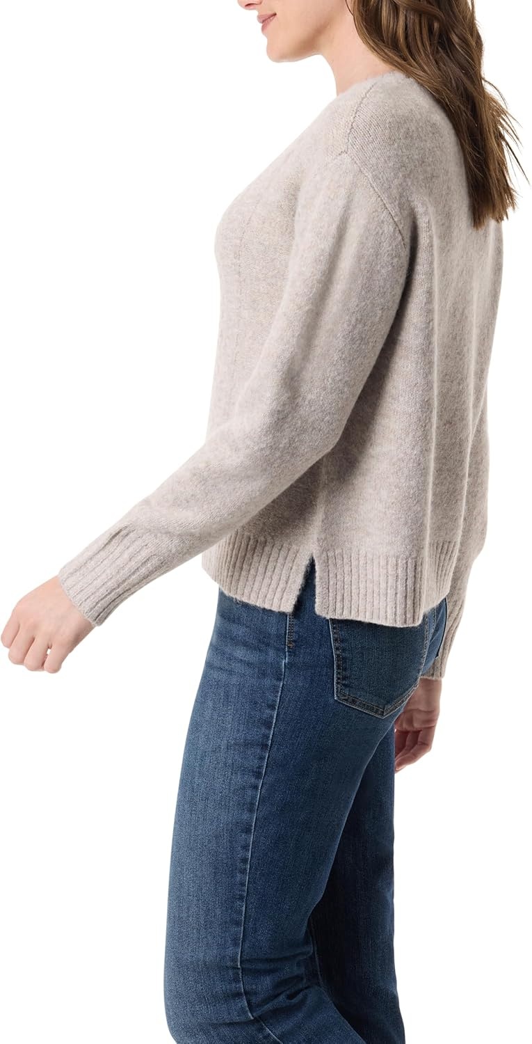 image:imageGloria Vanderbilt Womens Justine Crew Neck Textured Stitch Pullover Sweater StandardUbe Rouge Melange