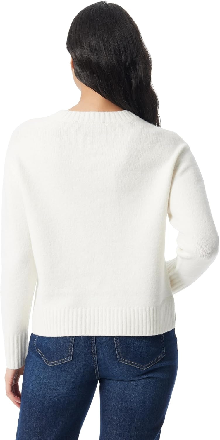image:imageGloria Vanderbilt Womens Justine Crew Neck Textured Stitch Pullover Sweater StandardVintage White Melange