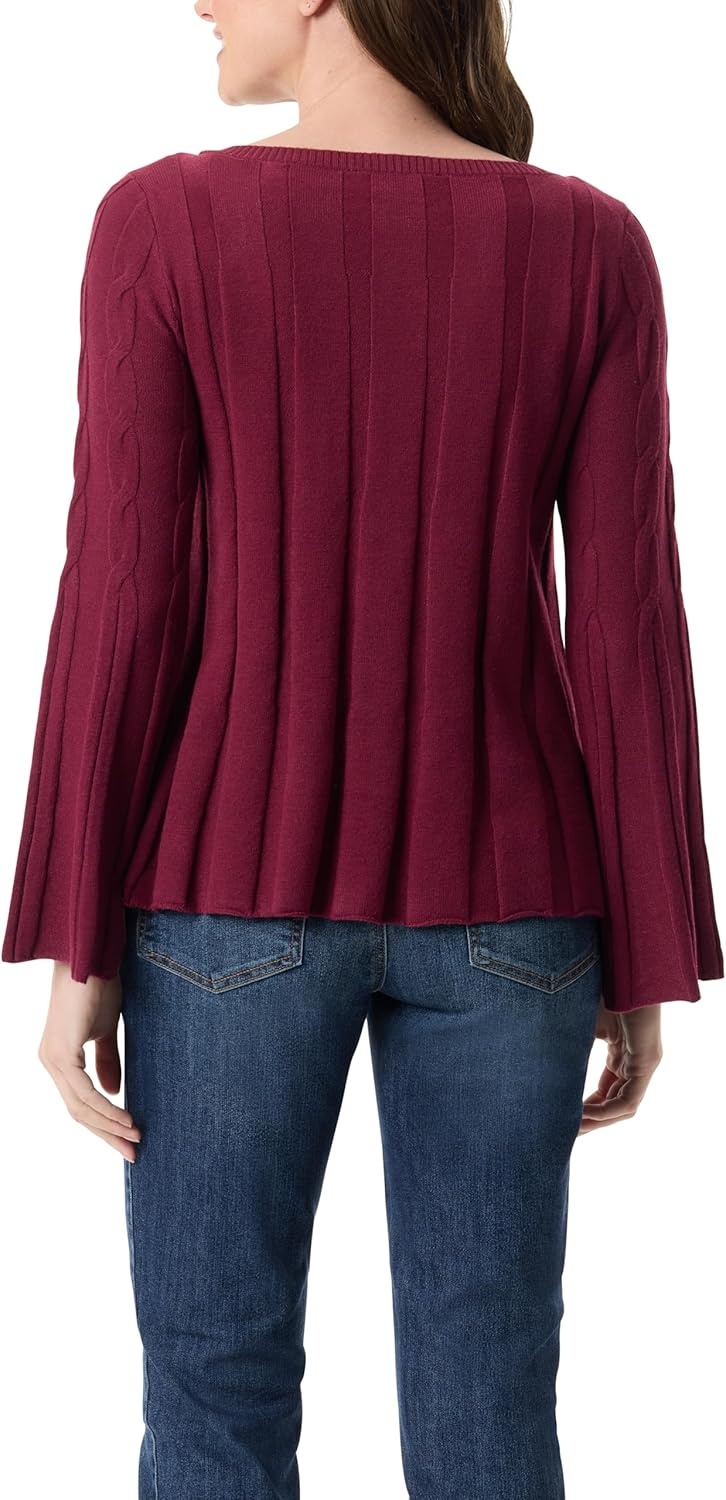 image:imageGloria Vanderbilt Womens Maren Boat Neck Cable Sweater Pullover StandardBurgundy Elixir