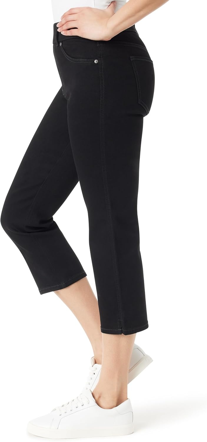 image:imageGloria Vanderbilt Womens Shape Effect Pull on High Rise Straight Leg Capri StandardBlack Rinse