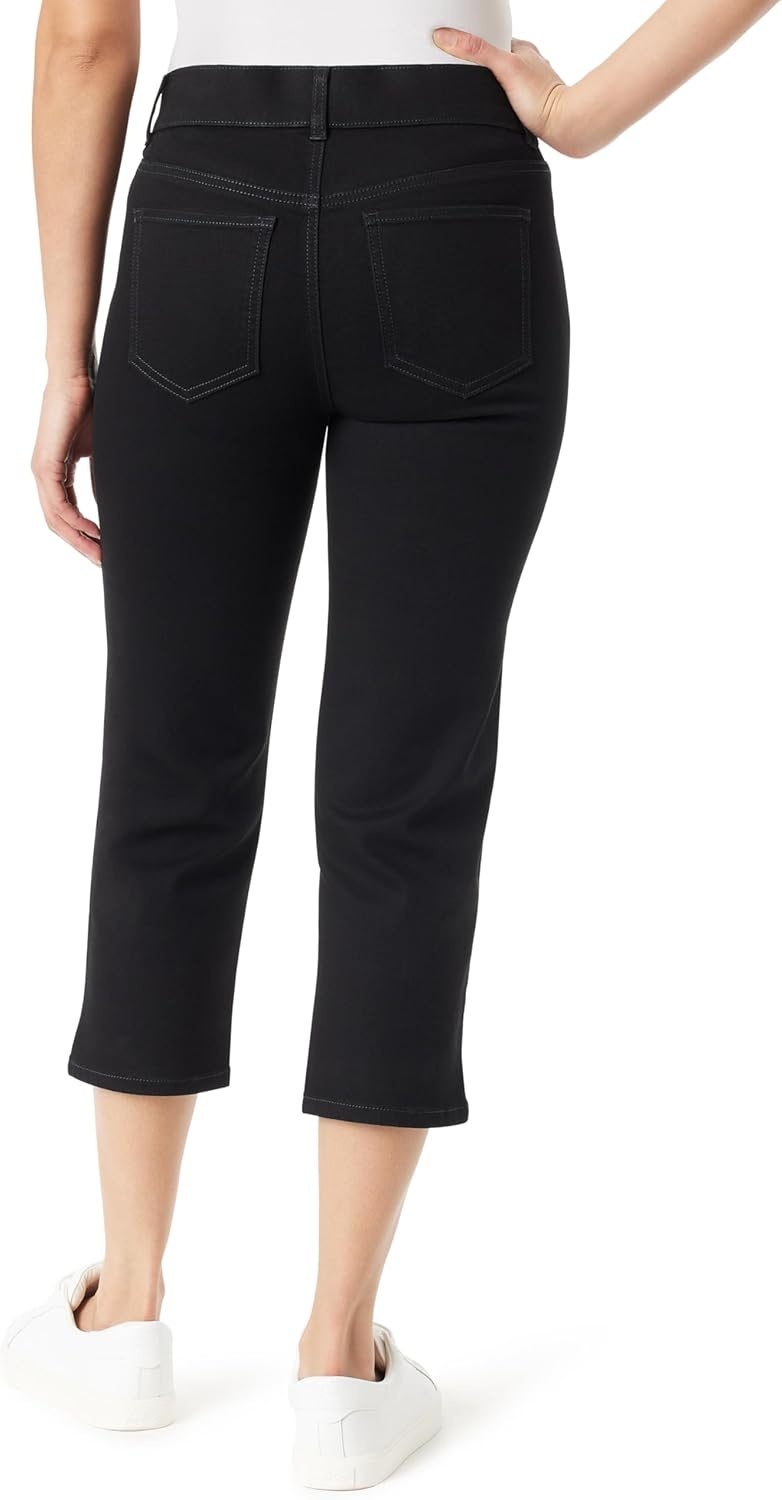 image:imageGloria Vanderbilt Womens Shape Effect Pull on High Rise Straight Leg Capri StandardBlack Rinse