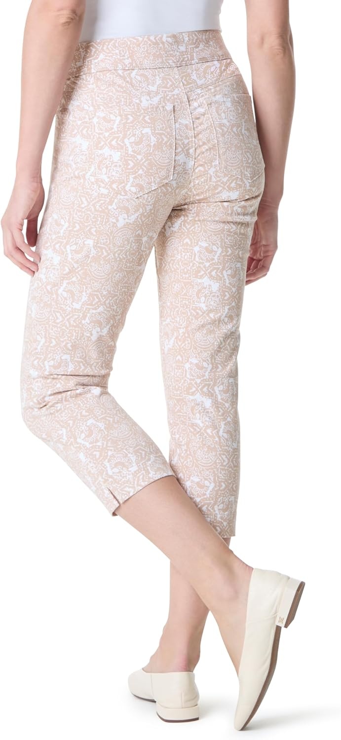 image:imageGloria Vanderbilt Womens Shape Effect Pull on High Rise Straight Leg Capri StandardCookie Dough Polynesian Night