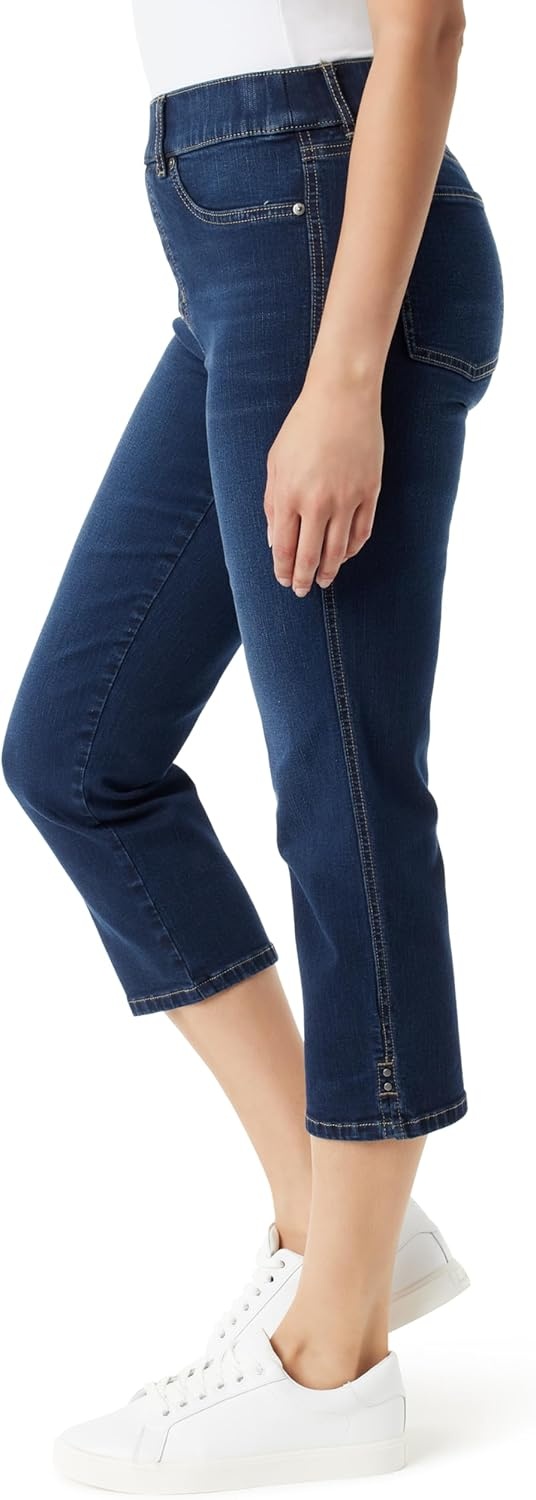 image:imageGloria Vanderbilt Womens Shape Effect Pull on High Rise Straight Leg Capri StandardHewlett Whiskers