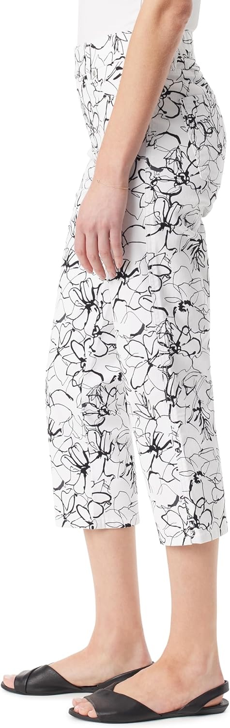 image:imageGloria Vanderbilt Womens Shape Effect Pull on High Rise Straight Leg Capri StandardVintage White Ink Brush Floral