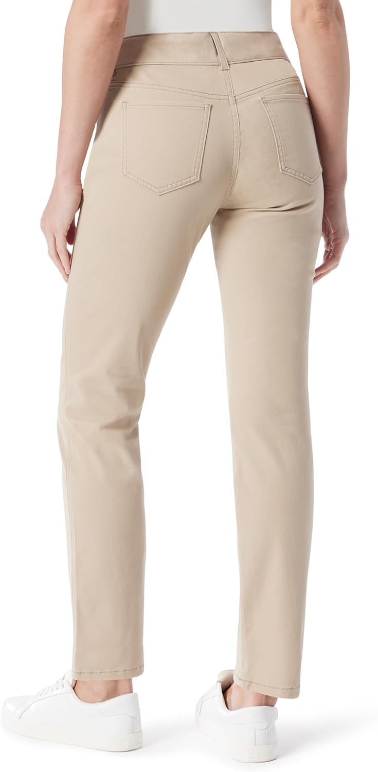 image:imageGloria Vanderbilt Womens Shape Effect Pull on High Rise Straight Leg Jean StandardFlaxen Wheat
