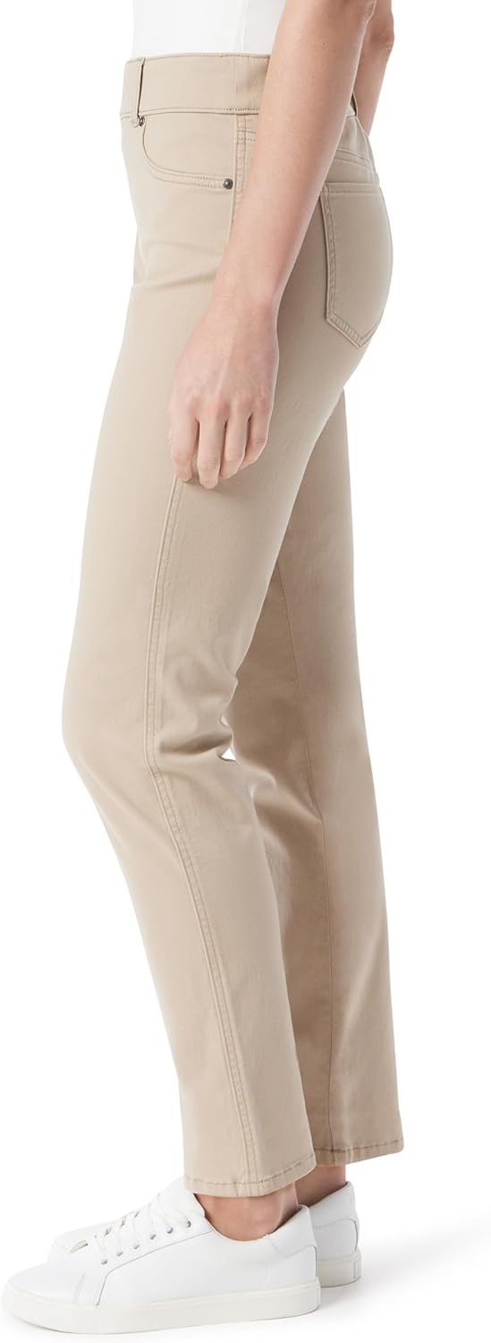 image:imageGloria Vanderbilt Womens Shape Effect Pull on High Rise Straight Leg Jean StandardFlaxen Wheat