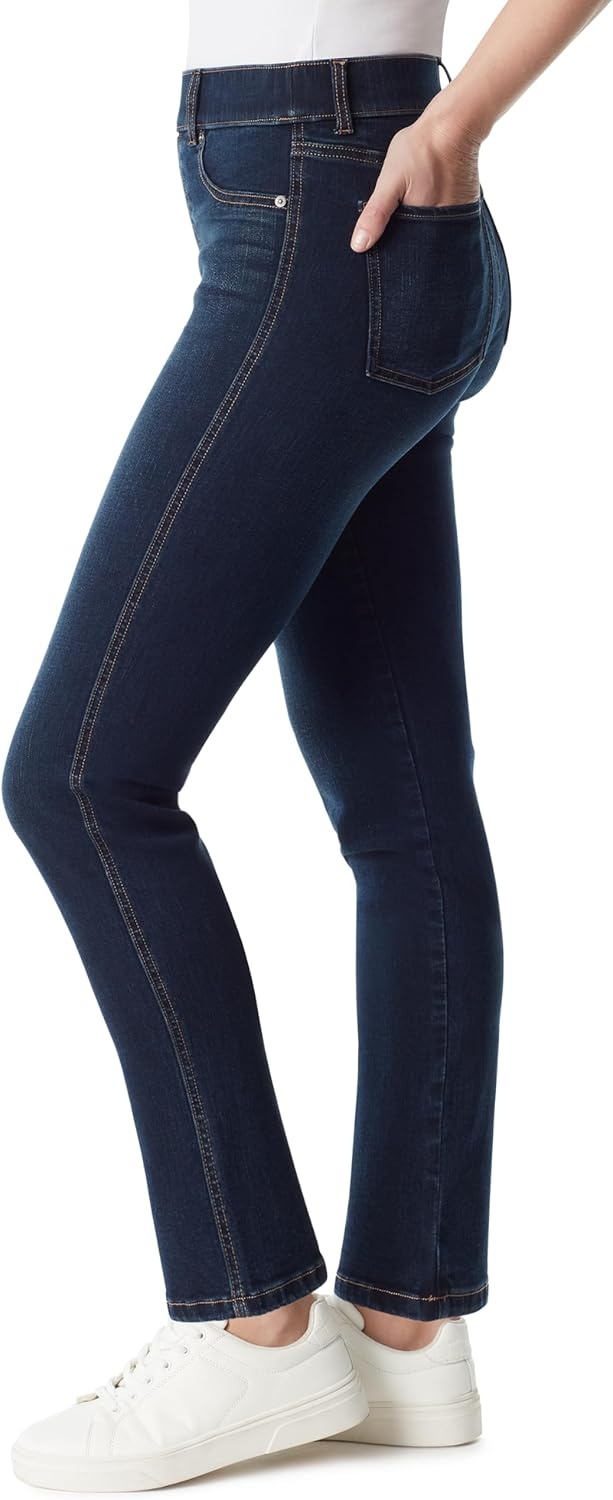 image:imageGloria Vanderbilt Womens Shape Effect Pull on High Rise Straight Leg Jean StandardKansas Whiskers