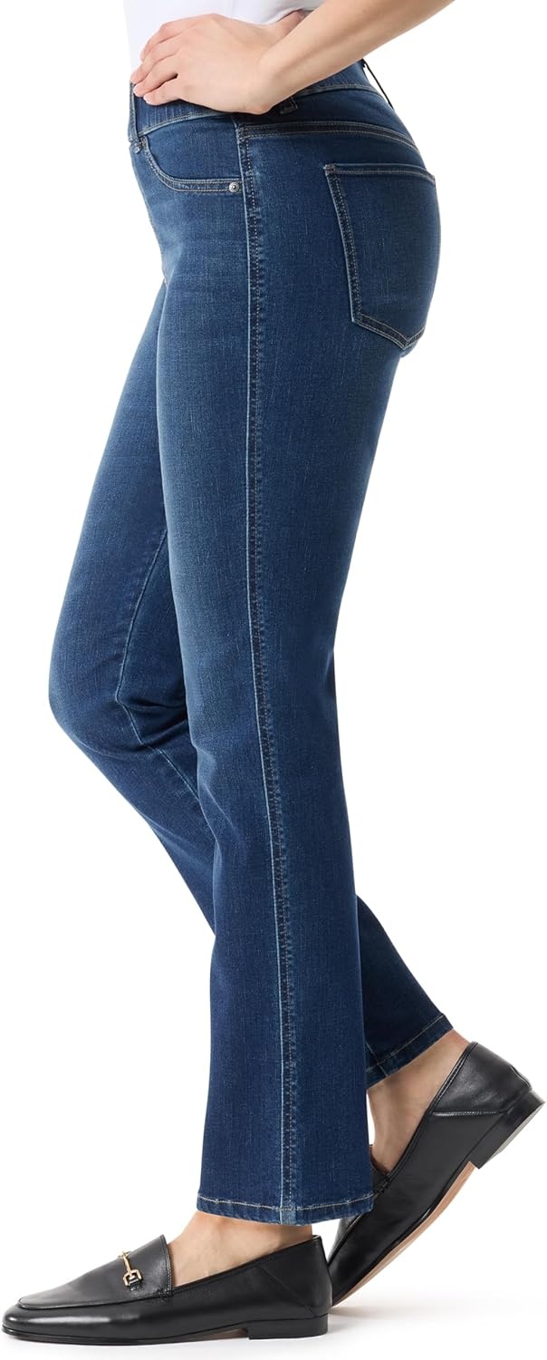 image:imageGloria Vanderbilt Womens Shape Effect Pull on High Rise Straight Leg Jean StandardLaramie Whiskers