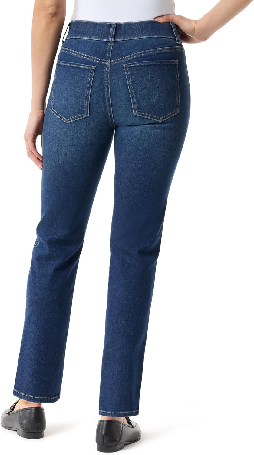 image:imageGloria Vanderbilt Womens Shape Effect Pull on High Rise Straight Leg Jean StandardLaramie Whiskers