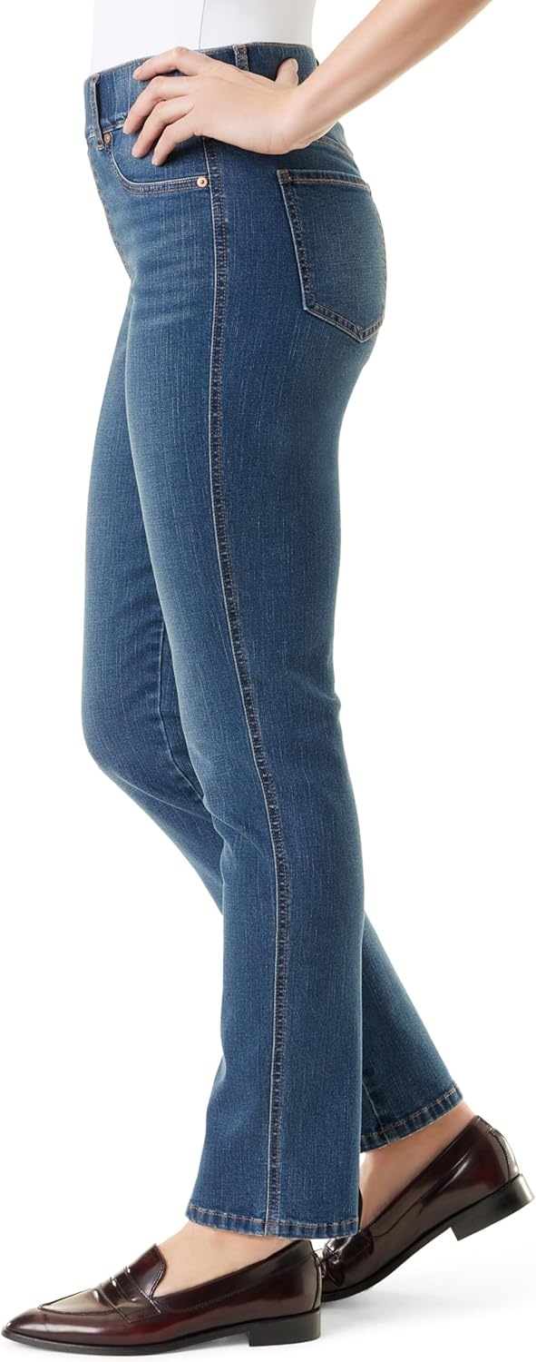 image:imageGloria Vanderbilt Womens Shape Effect Pull on High Rise Straight Leg Jean StandardNova Scotia Whiskers