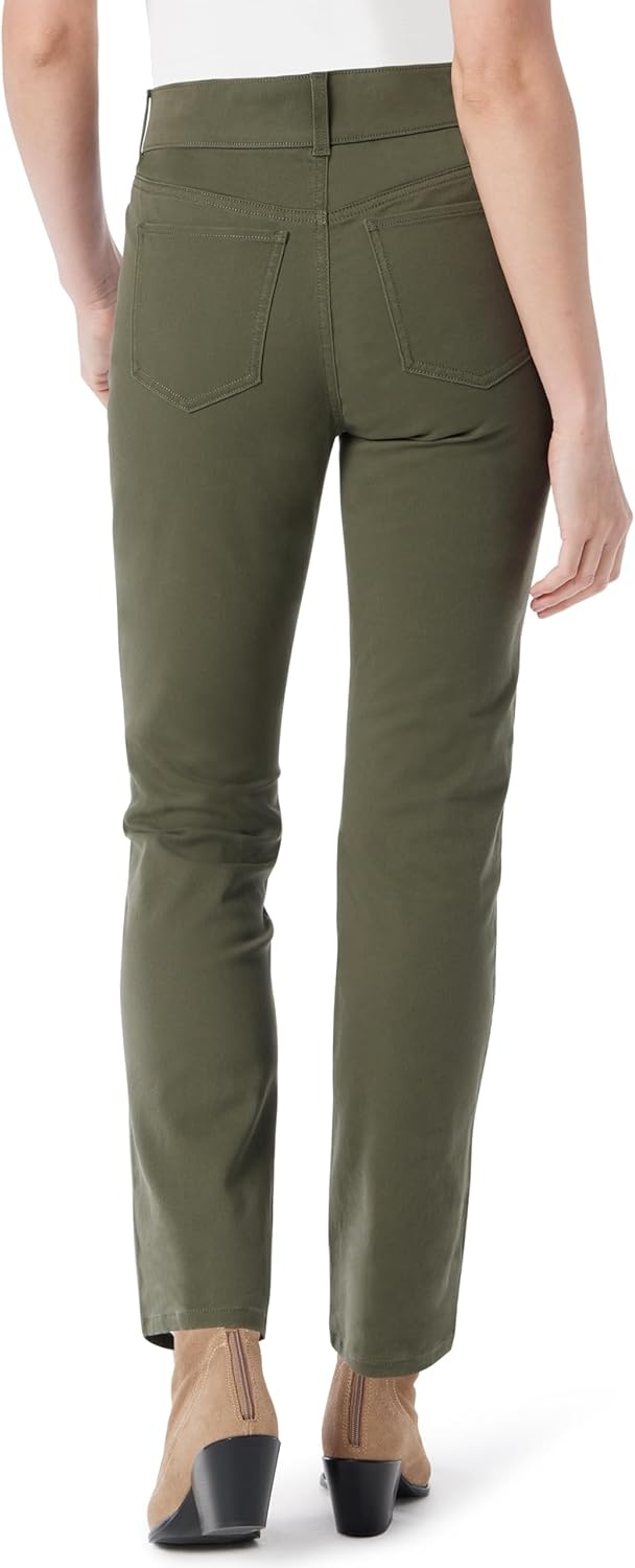 image:imageGloria Vanderbilt Womens Shape Effect Pull on High Rise Straight Leg Jean StandardOlive Viridian