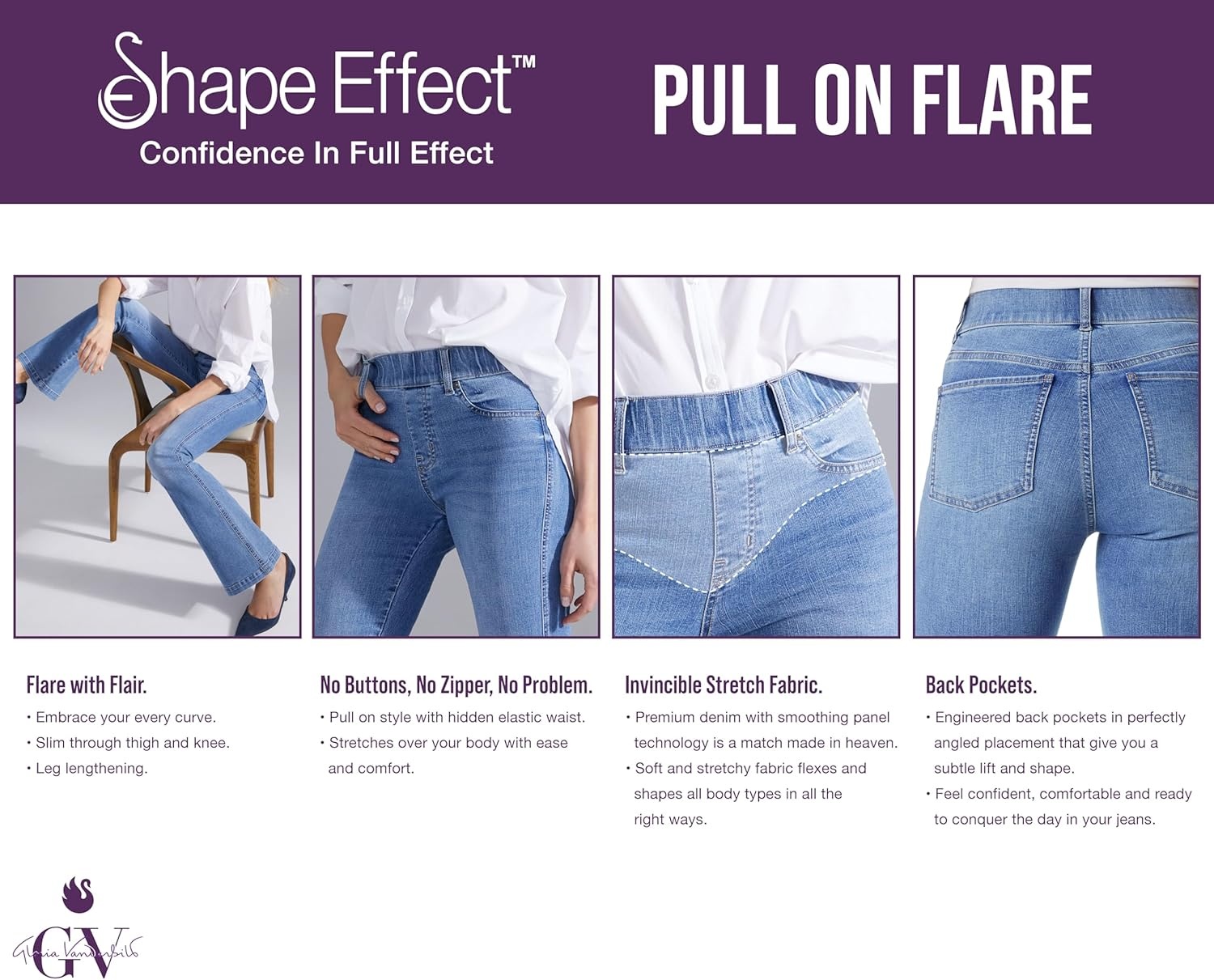 image:imageGloria Vanderbilt Womens Shape Effect Pull on High Rise Straight Leg Jean StandardSonoma Valley Whiskers