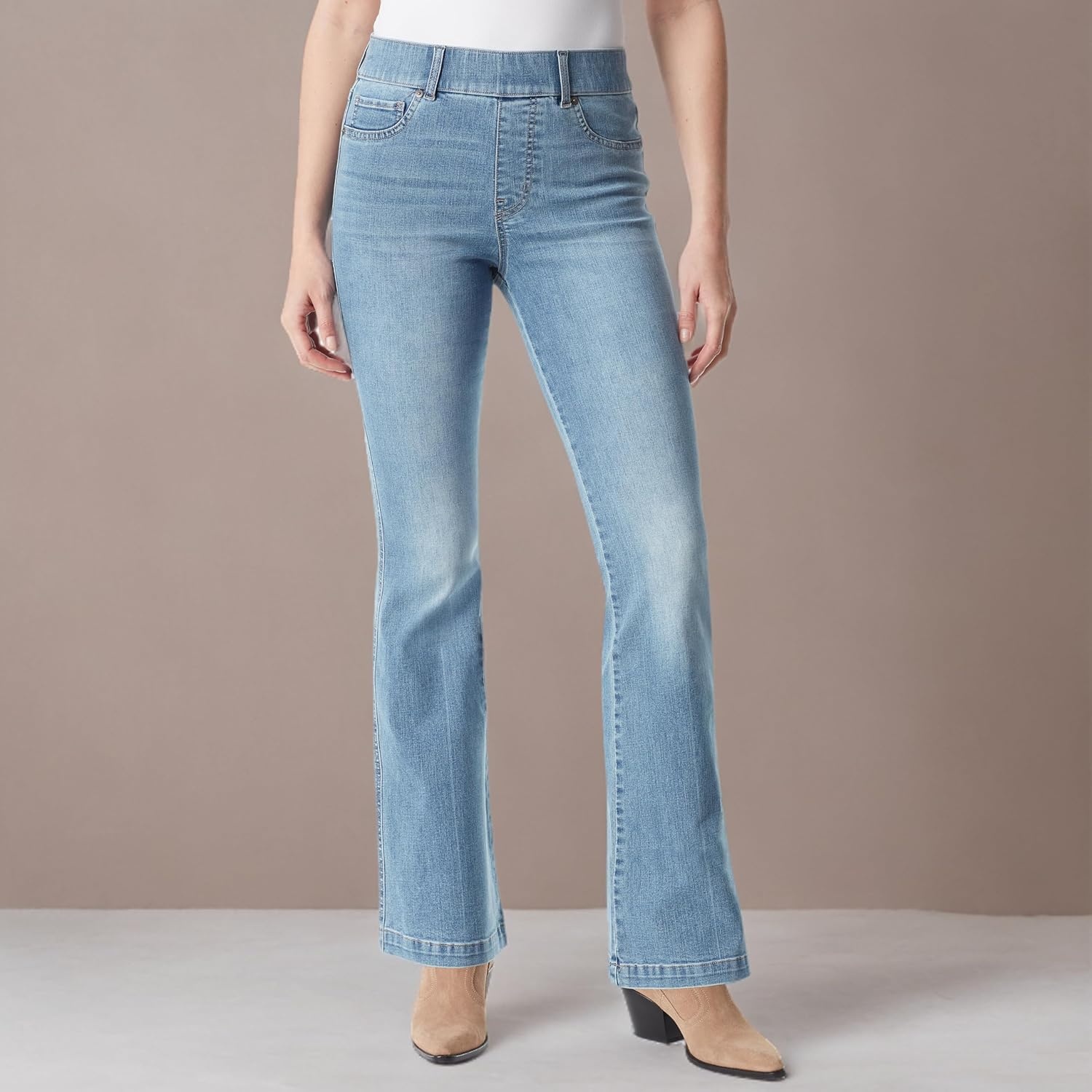 image:imageGloria Vanderbilt Womens Shape Effect Pull on High Rise Straight Leg Jean StandardSonoma Valley Whiskers