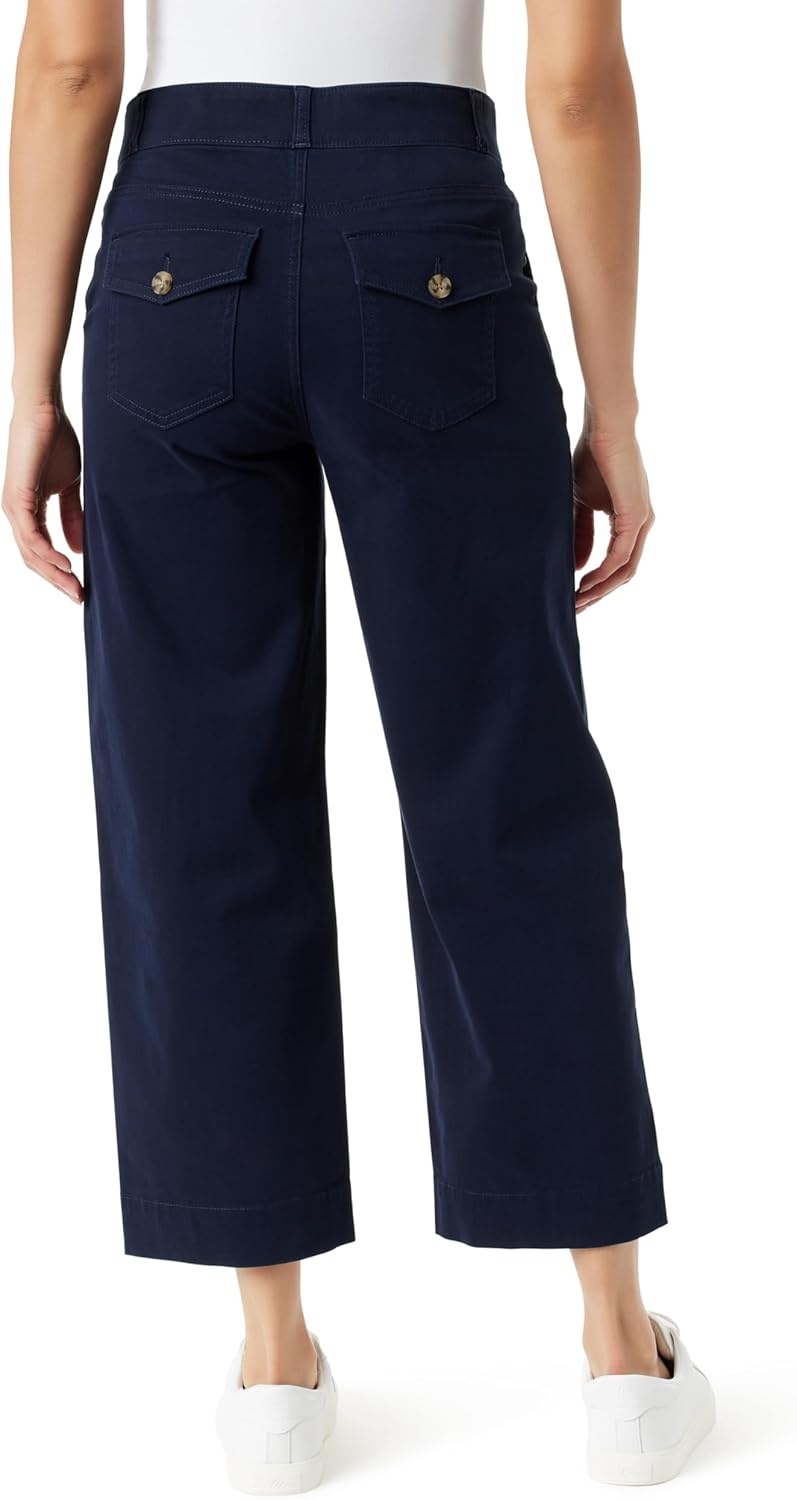 image:imageGloria Vanderbilt Womens Shape Effect Pull on High Rise Wide Leg Crop StandardMidnight Affair 4 Pockets