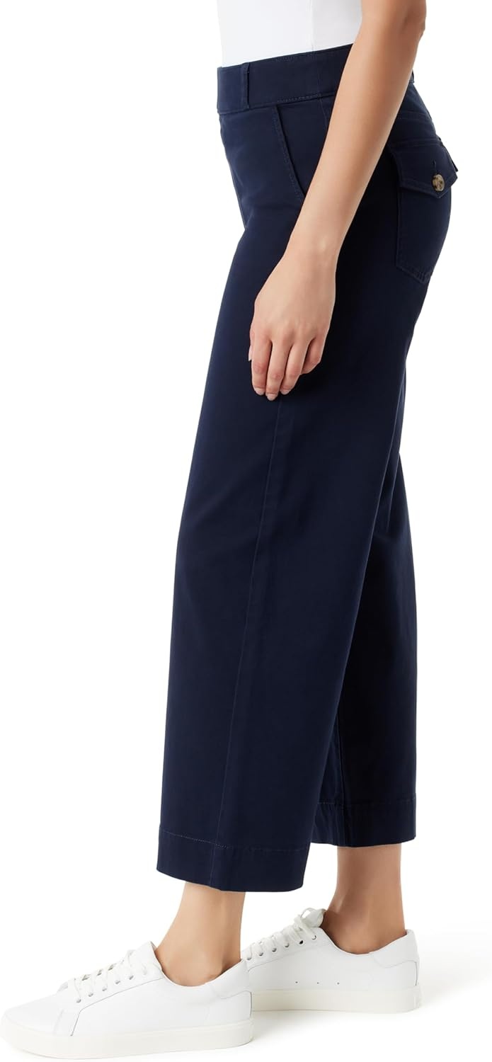 image:imageGloria Vanderbilt Womens Shape Effect Pull on High Rise Wide Leg Crop StandardMidnight Affair 4 Pockets
