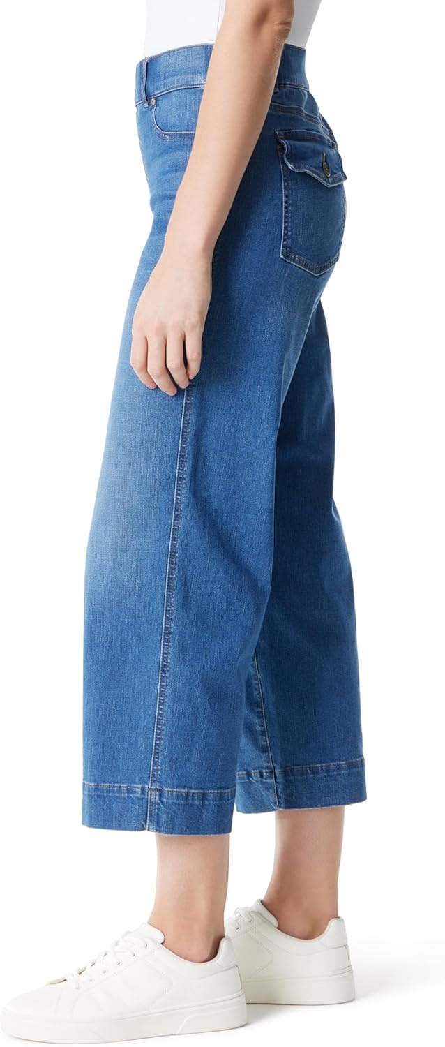 image:imageGloria Vanderbilt Womens Shape Effect Pull on High Rise Wide Leg Crop StandardNaples Whiskers 5 Pockets