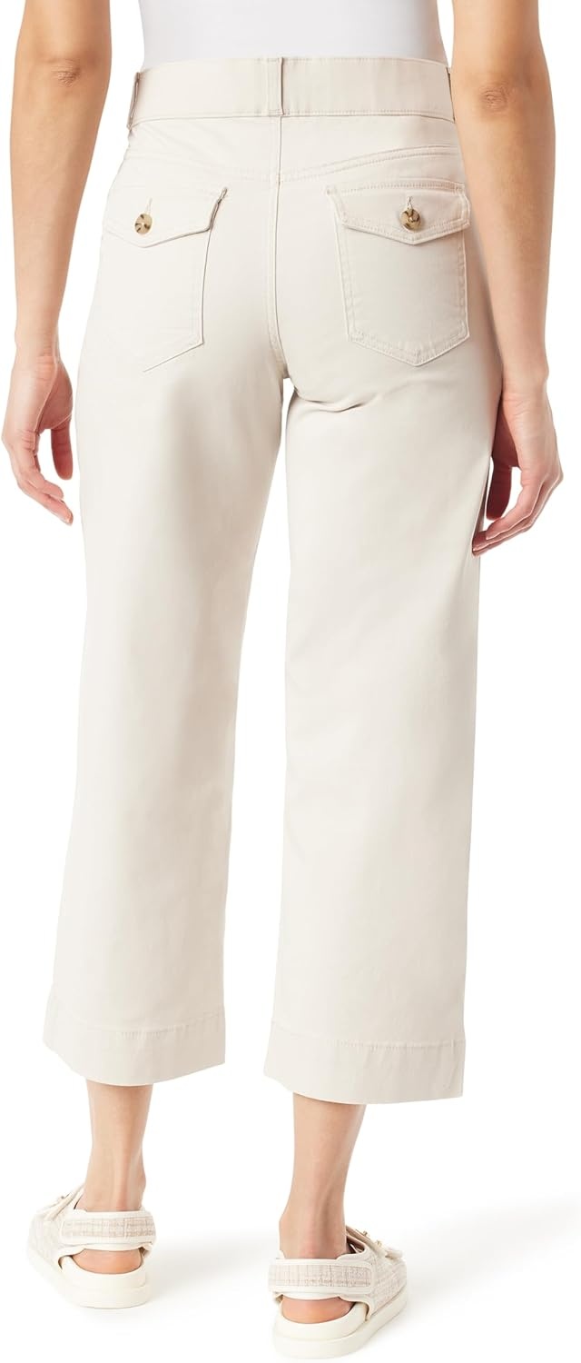 image:imageGloria Vanderbilt Womens Shape Effect Pull on High Rise Wide Leg Crop StandardStonewood 4 Pockets