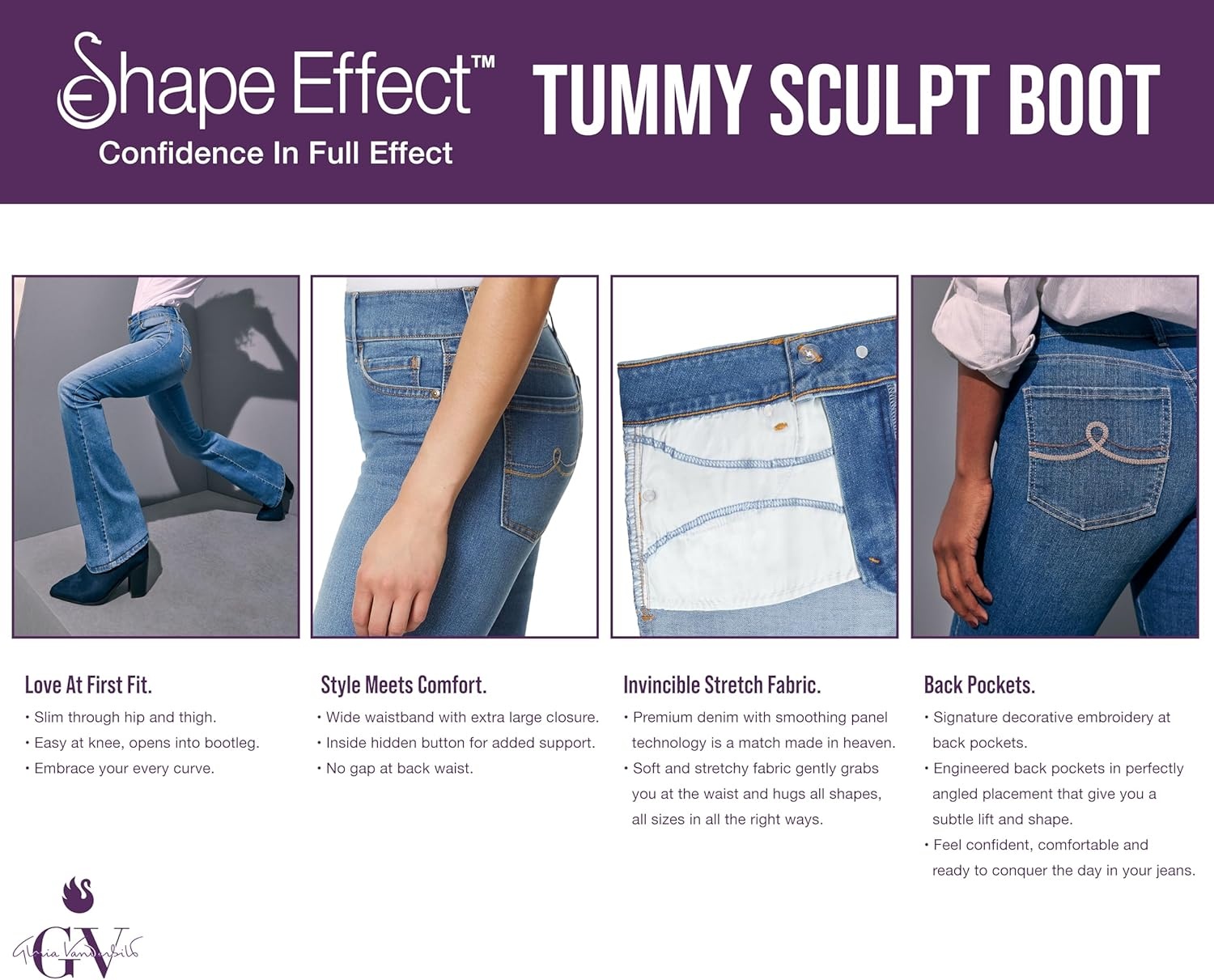 image:imageGloria Vanderbilt Womens Shape Effect Tummy Hold High Rise Boot Cut Jean StandardCrested Butte
