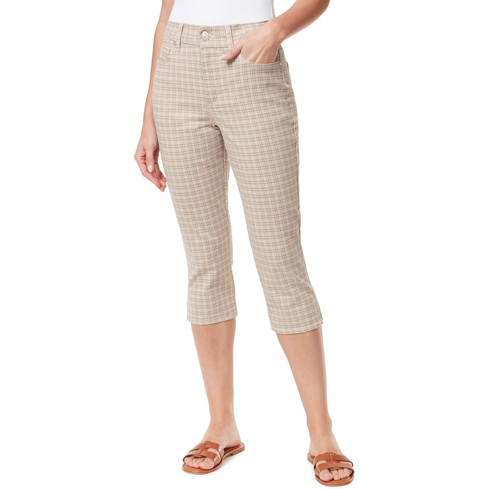 image:imageGloria Vanderbilt Womens Amanda Capri with High Rise Tapered StandardStonewoodrefined Plaid